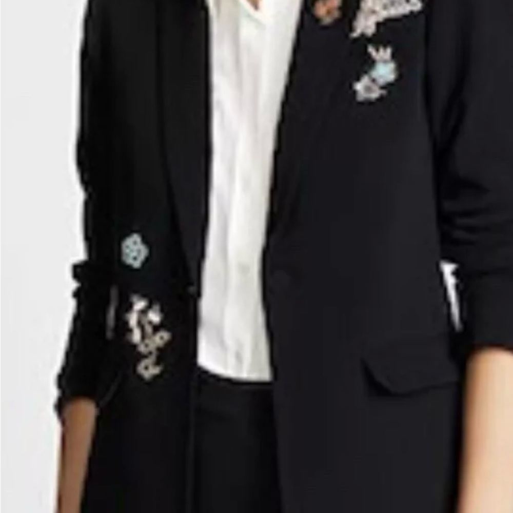 Cinq à Sept Venus Blazer in Black  with Floral Embroidery